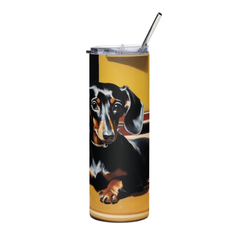 PugMug Custom Black Dachshund Stainless Steel Tumbler