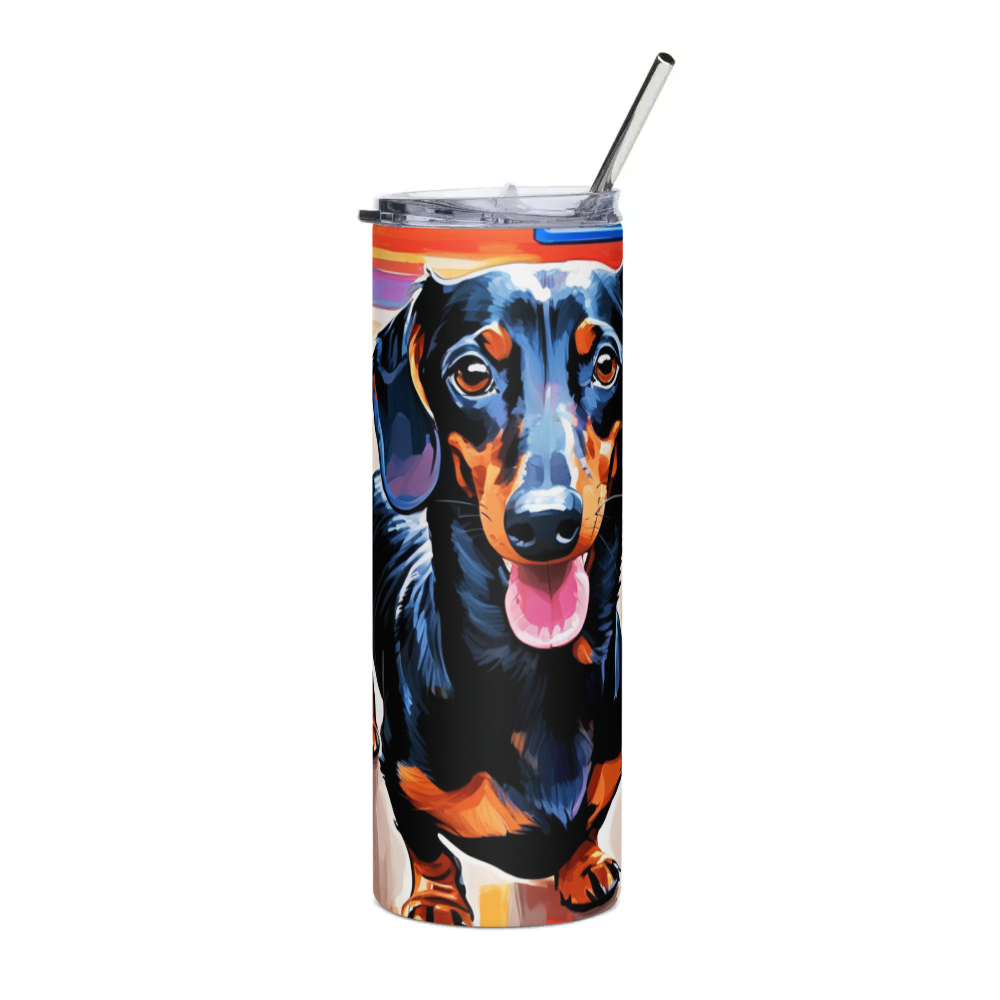 PugMug Custom Black Dachshund Stainless Steel Tumbler