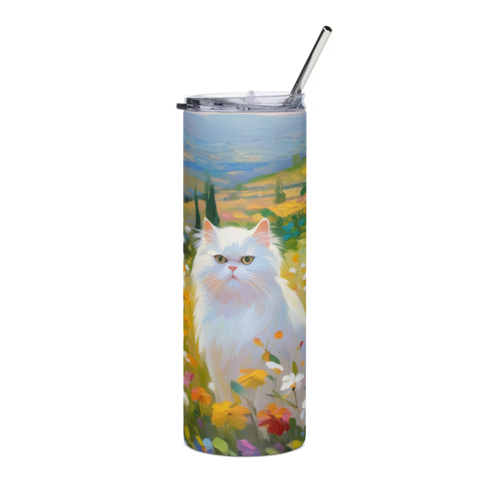 PugMug Custom White Persian Cat Stainless Steel Tumbler