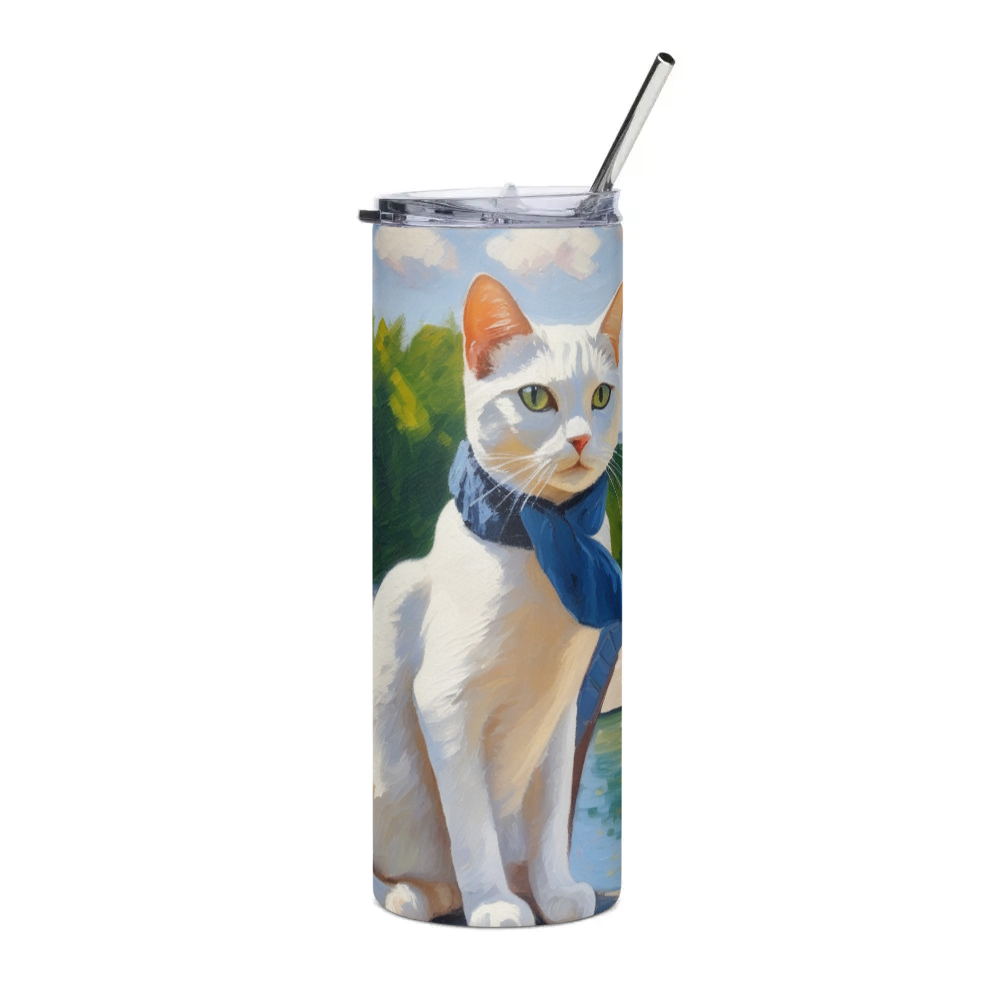 PugMug Custom White Companion Cat Stainless Steel Tumbler