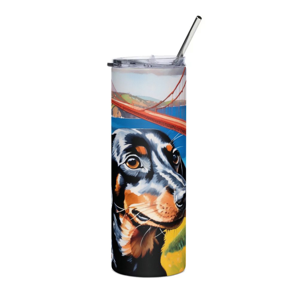 PugMug Custom Black Dachshund Stainless Steel Tumbler