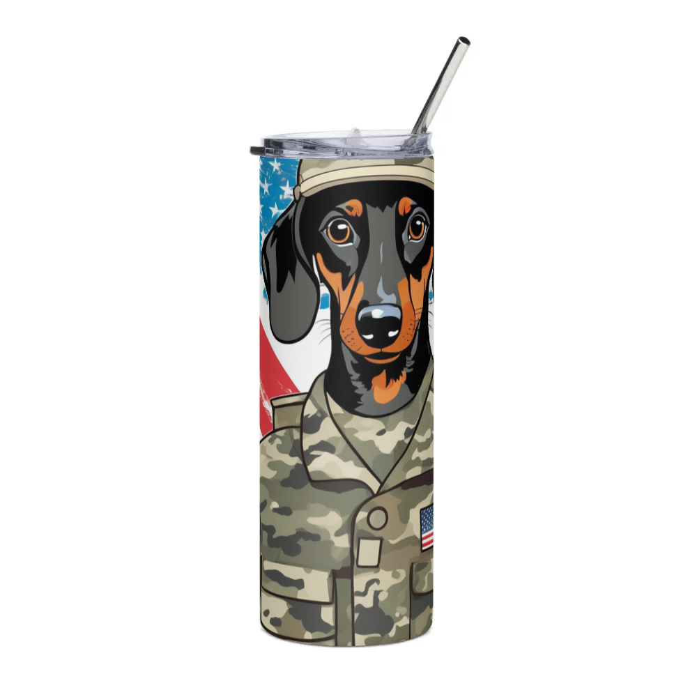 PugMug Custom Black Dachshund Stainless Steel Tumbler