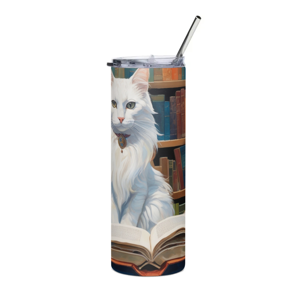PugMug Custom White Companion Cat Stainless Steel Tumbler