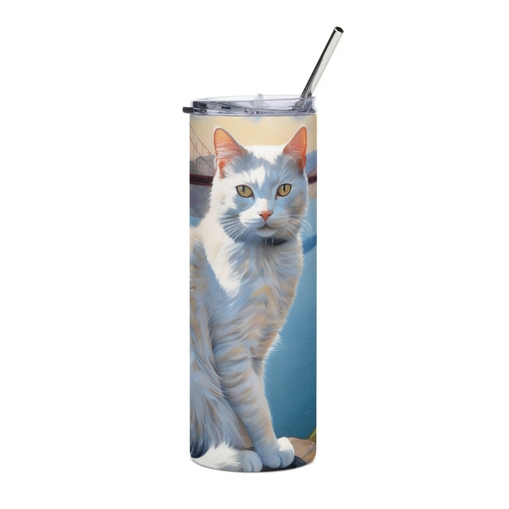 PugMug Custom White Companion Cat Stainless Steel Tumbler