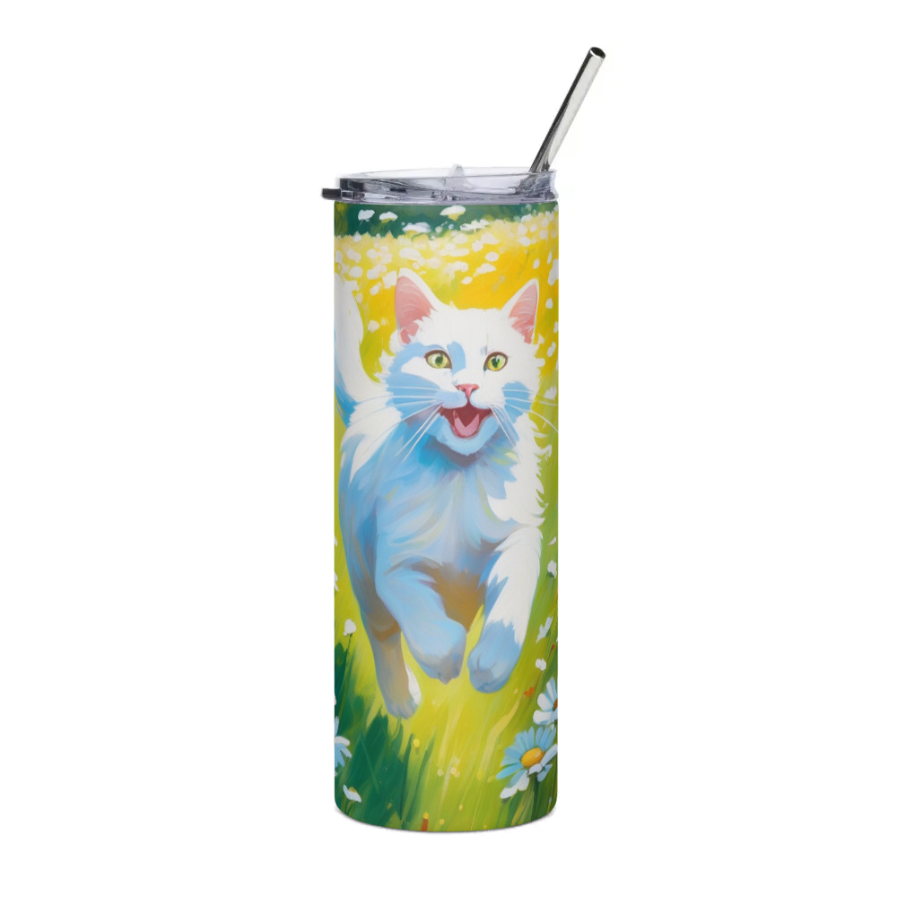 PugMug Custom White Companion Cat Stainless Steel Tumbler