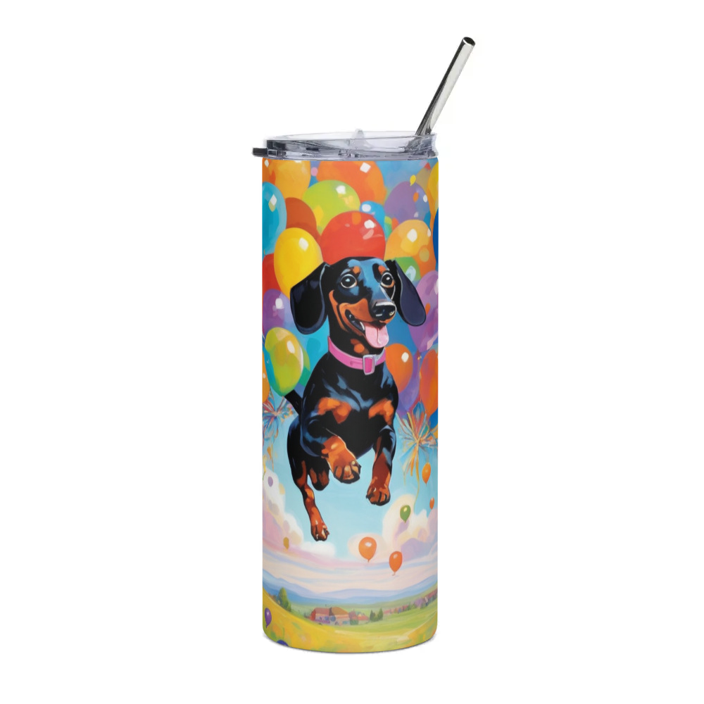 PugMug Custom Black Dachshund Stainless Steel Tumbler