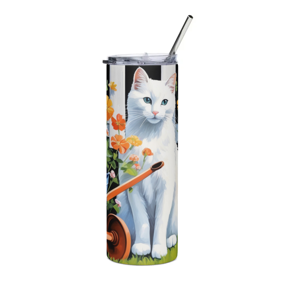 PugMug Custom White Companion Cat Stainless Steel Tumbler