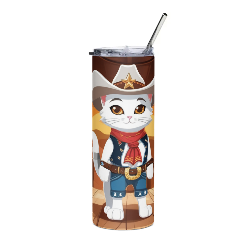 PugMug Custom White Companion Cat Stainless Steel Tumbler