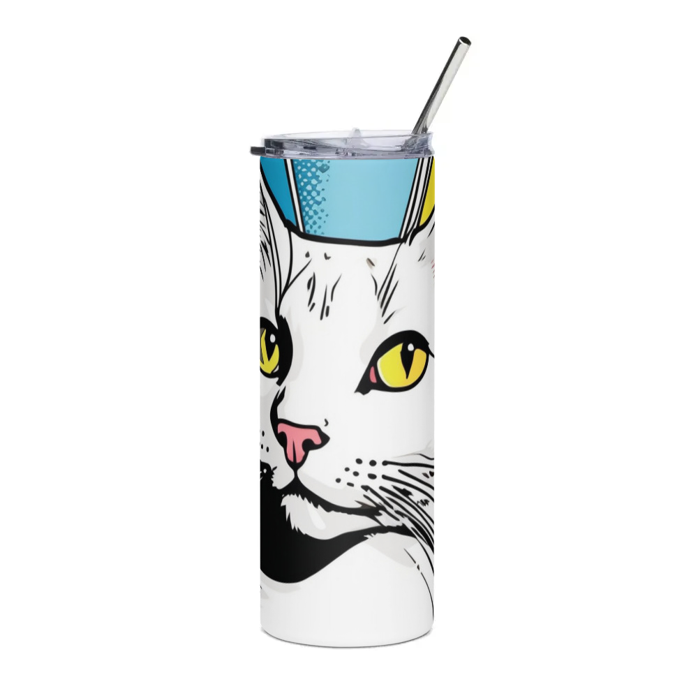 PugMug Custom White Companion Cat Stainless Steel Tumbler