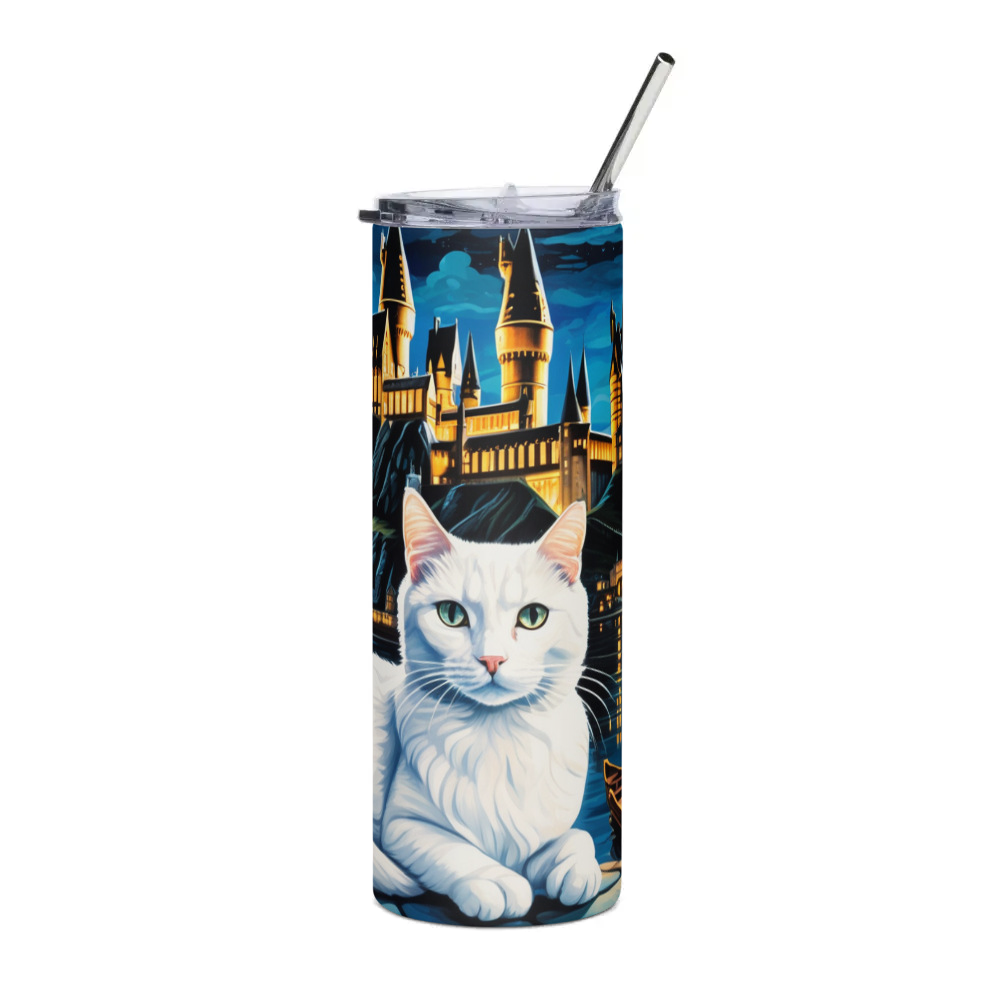 PugMug Custom White Companion Cat Stainless Steel Tumbler
