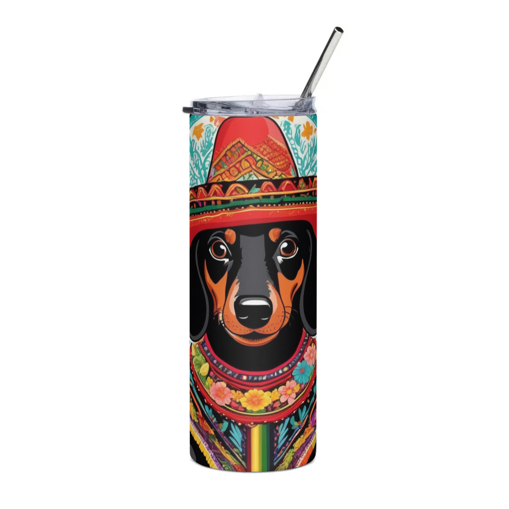 PugMug Custom Black Dachshund Stainless Steel Tumbler