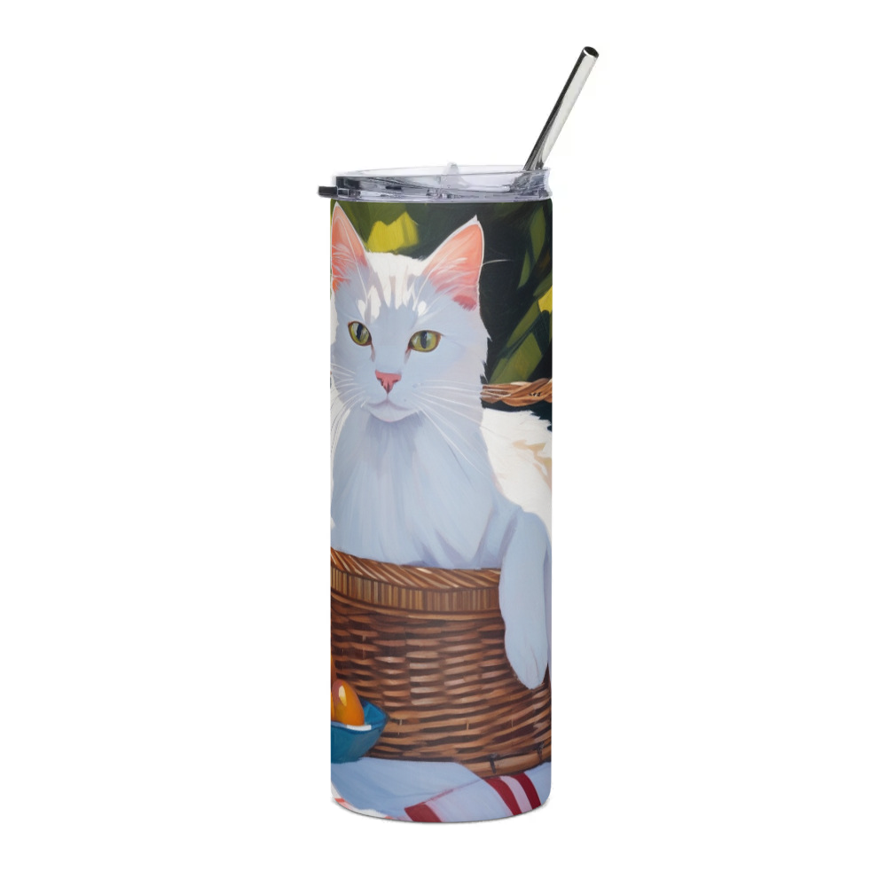 PugMug Custom White Companion Cat Stainless Steel Tumbler
