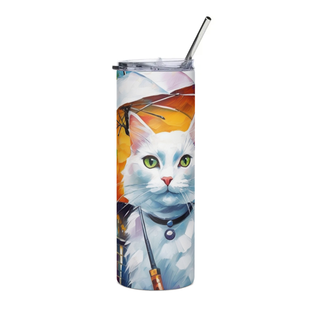 PugMug Custom White Companion Cat Stainless Steel Tumbler