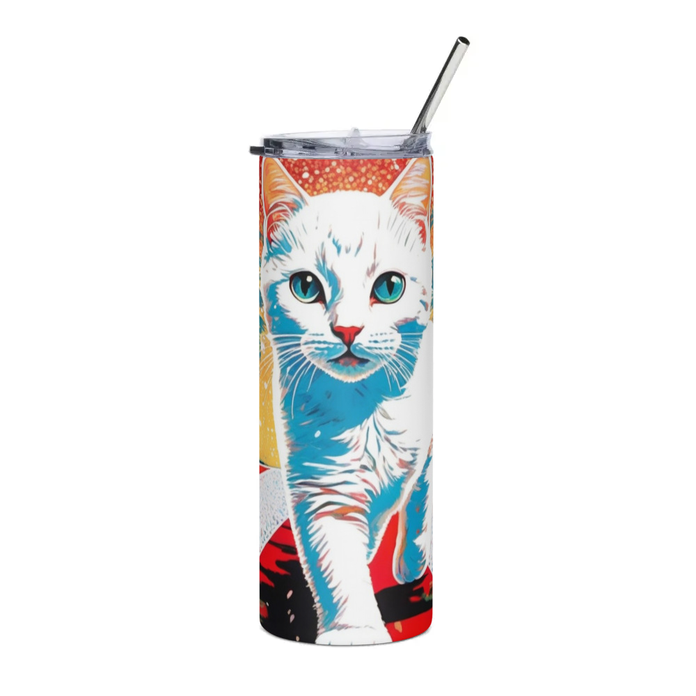 PugMug Custom White Companion Cat Stainless Steel Tumbler