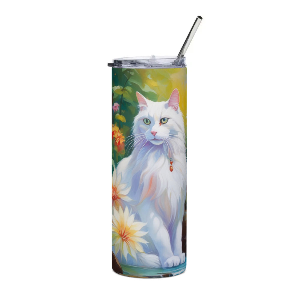 PugMug Custom White Companion Cat Stainless Steel Tumbler