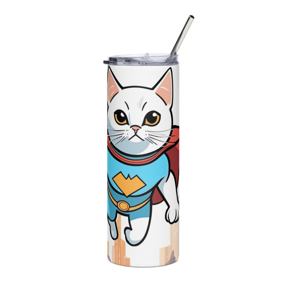 PugMug Custom White Companion Cat Stainless Steel Tumbler