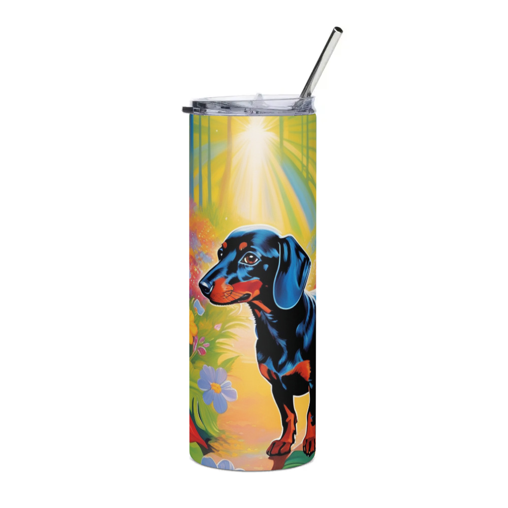 PugMug Custom Black Dachshund Stainless Steel Tumbler