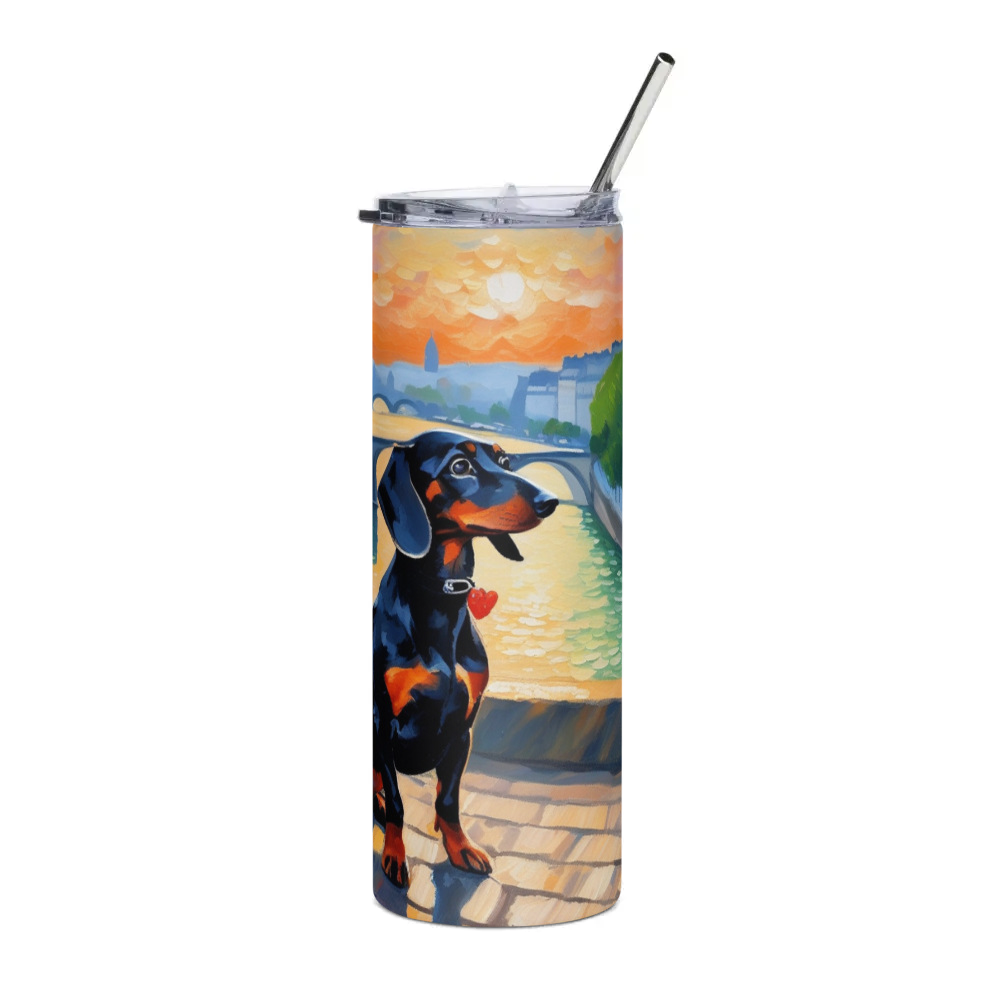 PugMug Custom Black Dachshund Stainless Steel Tumbler
