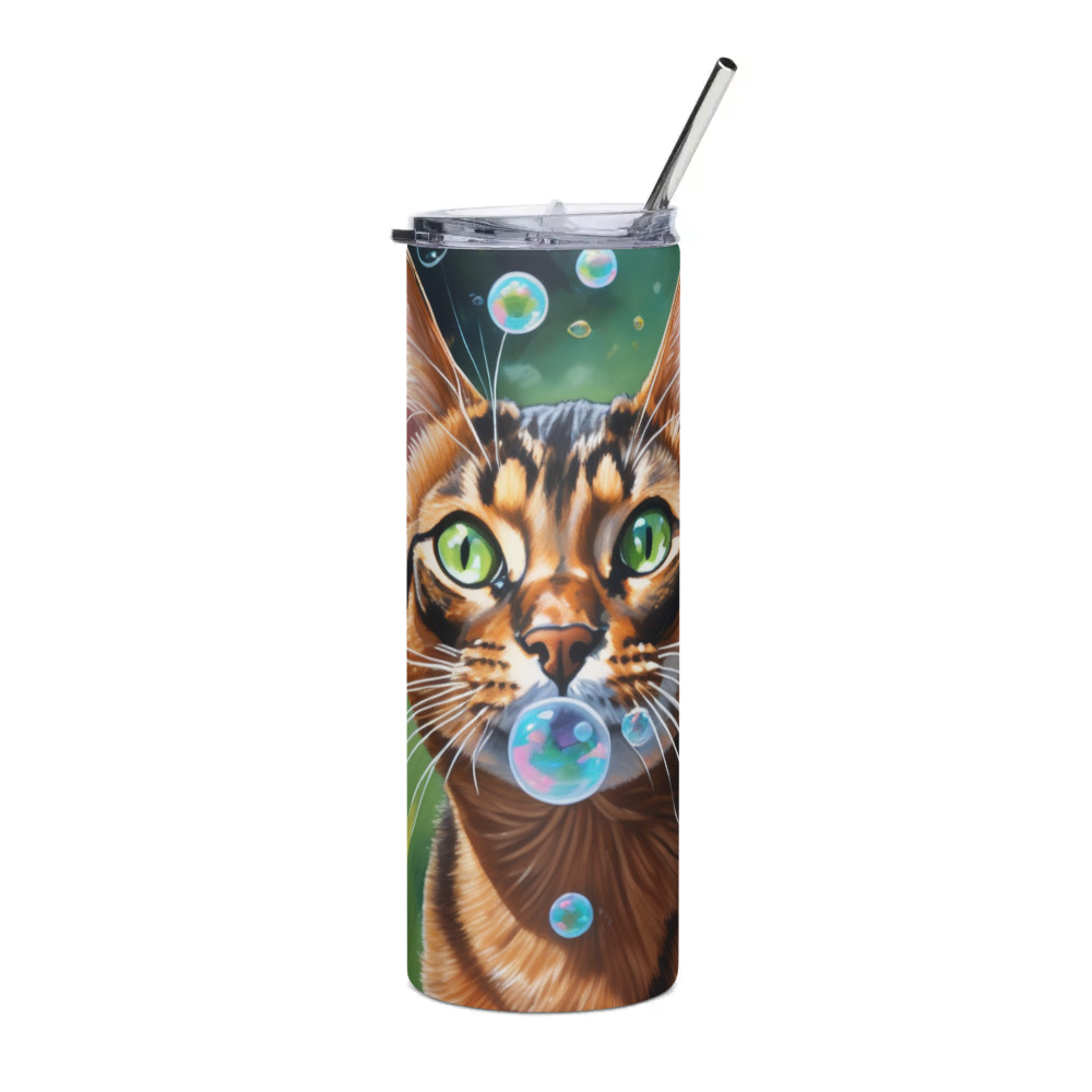 PugMug Custom Tabby Abyssinian Cat Stainless Steel Tumbler