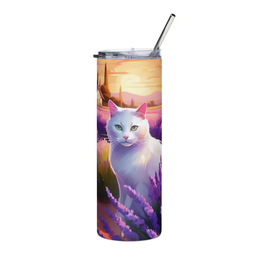 PugMug Custom White Companion Cat Stainless Steel Tumbler