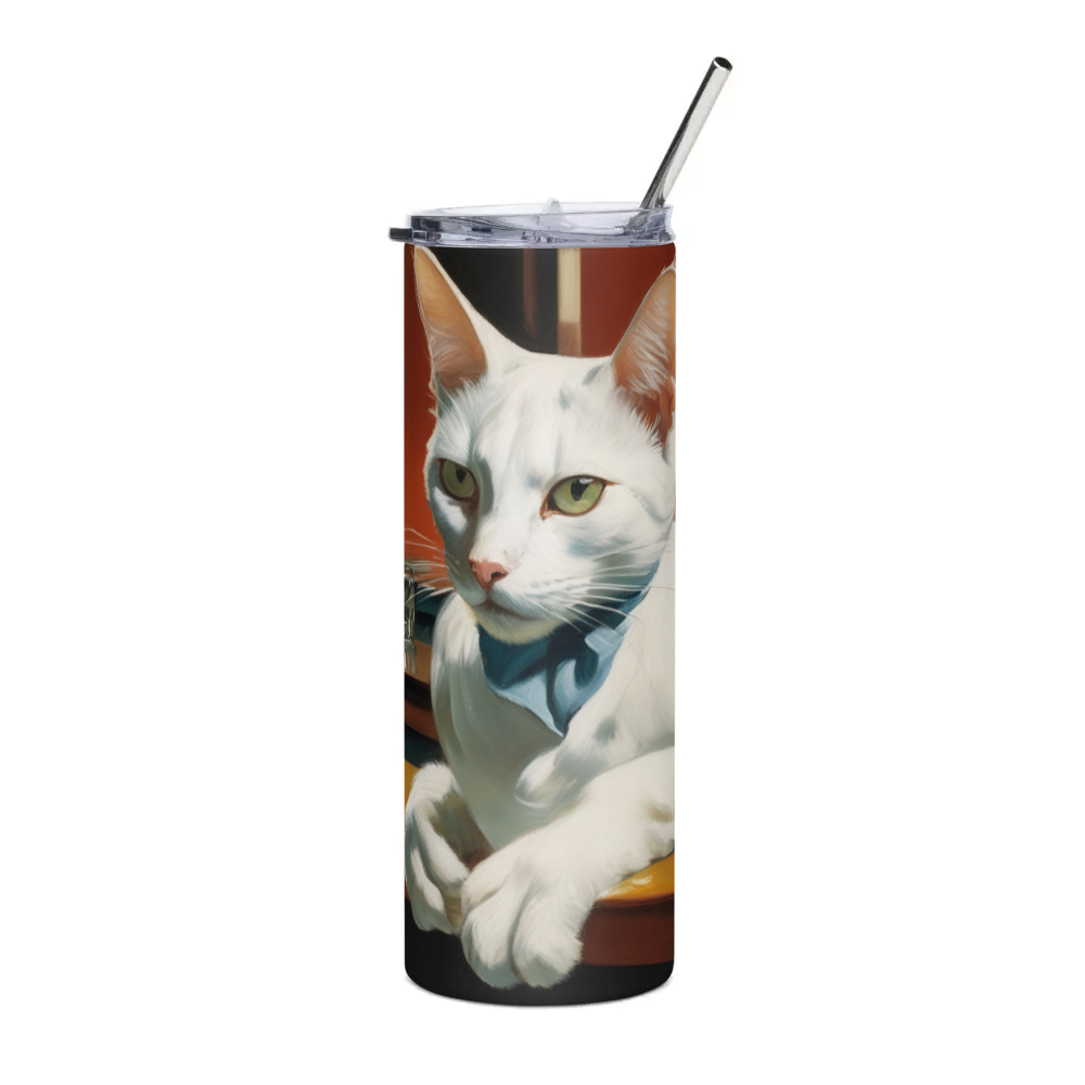 PugMug Custom White Companion Cat Stainless Steel Tumbler