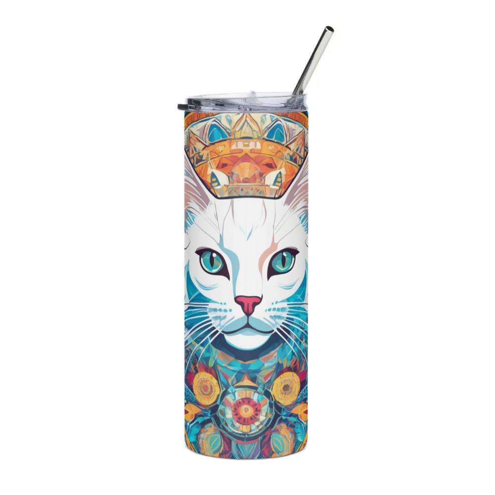 PugMug Custom White Companion Cat Stainless Steel Tumbler