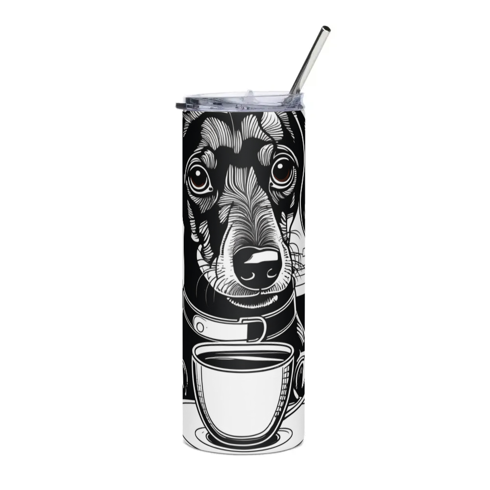 PugMug Custom Black Dachshund Stainless Steel Tumbler