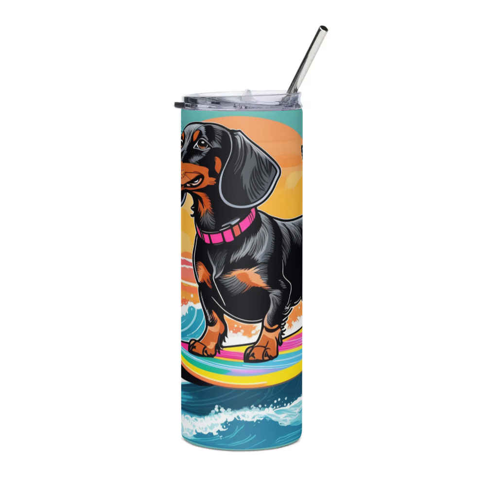 PugMug Custom Black Dachshund Stainless Steel Tumbler