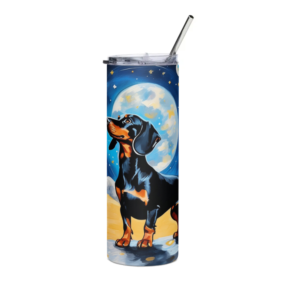 PugMug Custom Black Dachshund Stainless Steel Tumbler