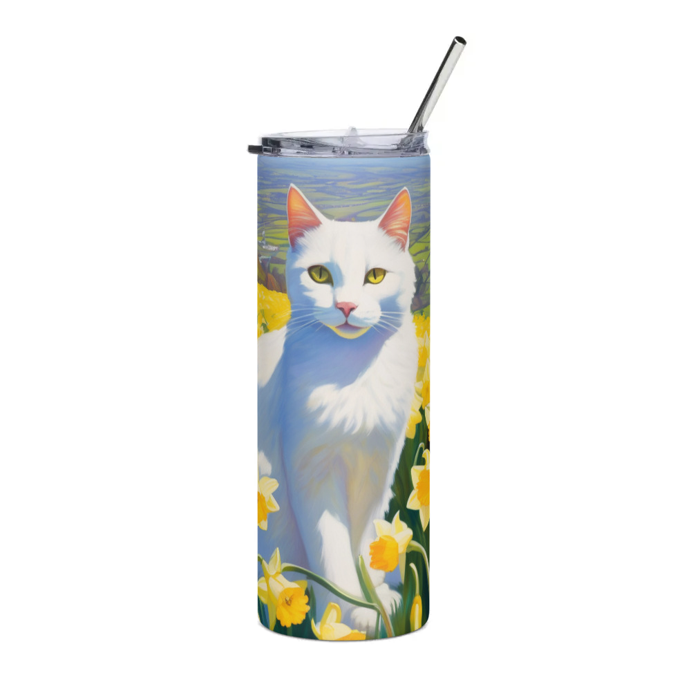 PugMug Custom White Companion Cat Stainless Steel Tumbler