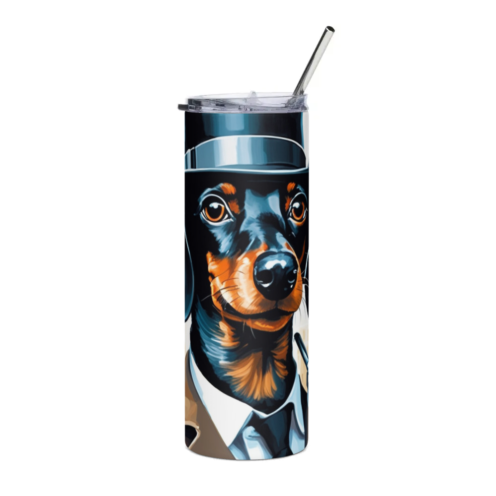 PugMug Custom Black Dachshund Stainless Steel Tumbler