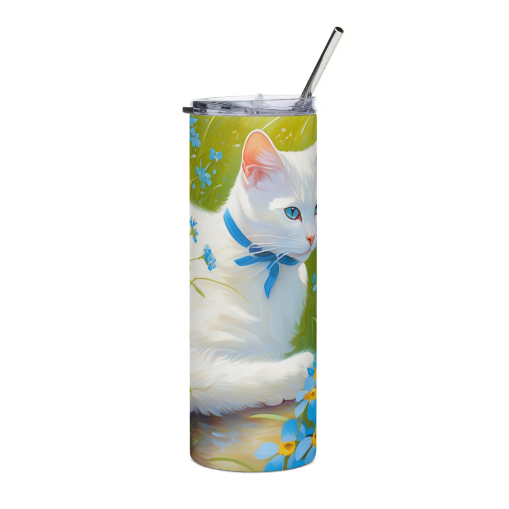 PugMug Custom White Companion Cat Stainless Steel Tumbler