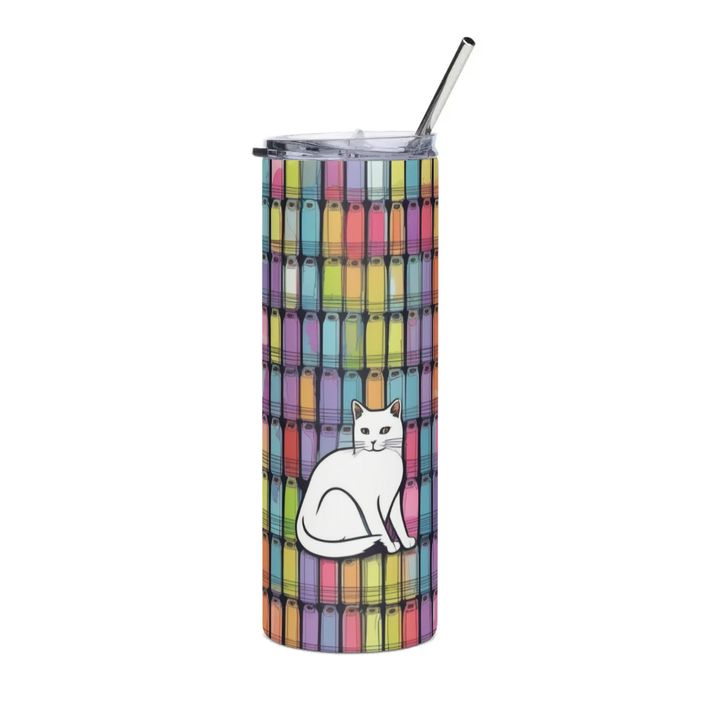 PugMug Custom White Companion Cat Stainless Steel Tumbler