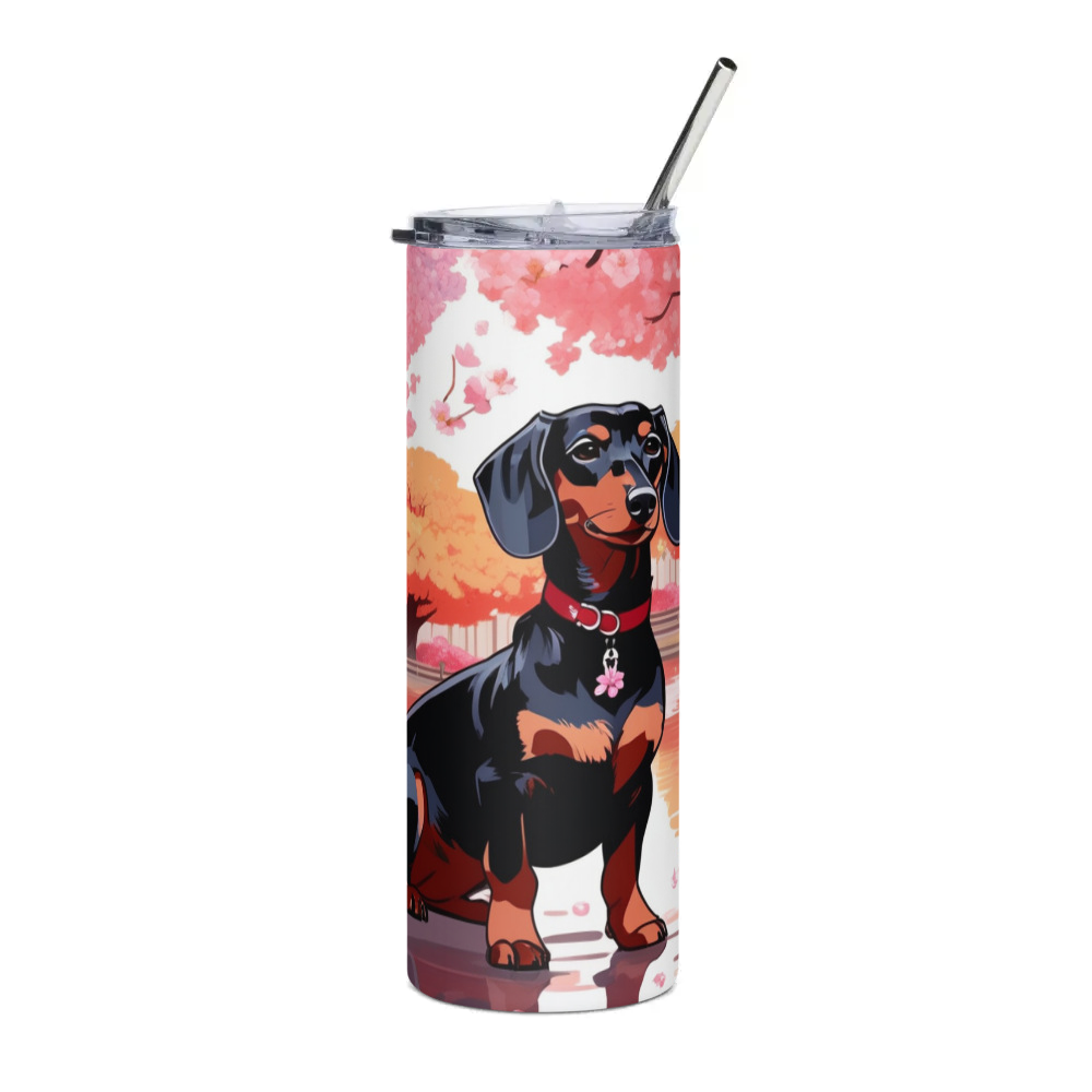PugMug Custom Black Dachshund Stainless Steel Tumbler