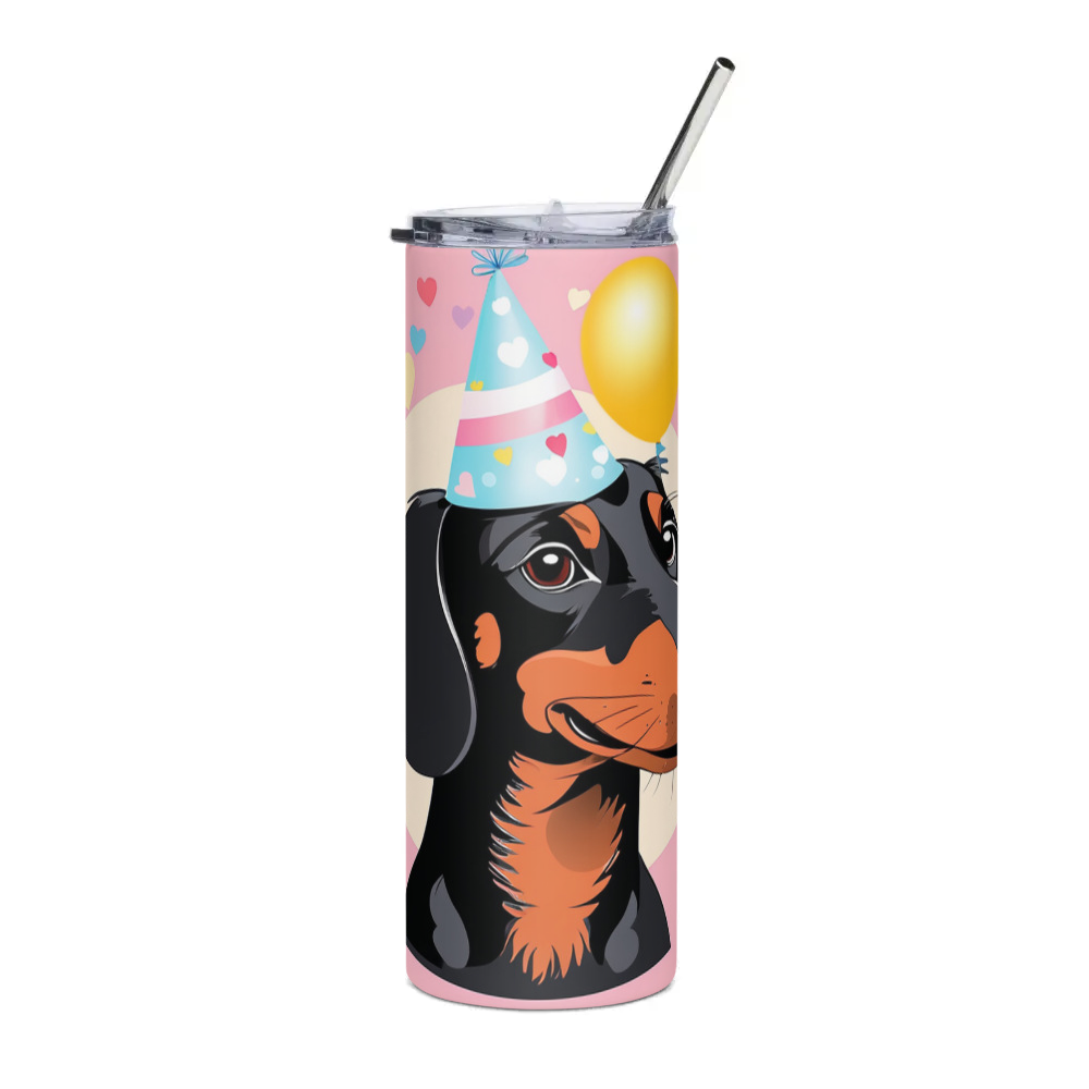 PugMug Custom Black Dachshund Stainless Steel Tumbler