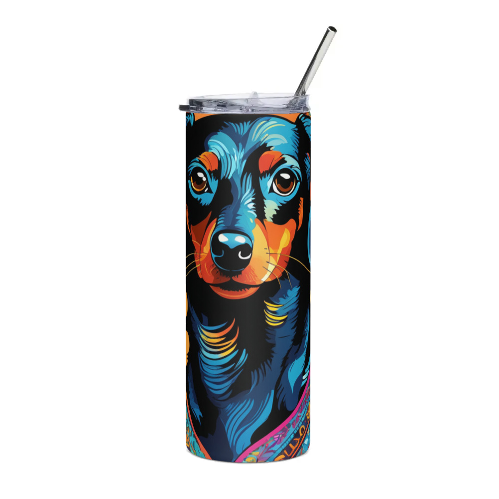 PugMug Custom Black Dachshund Stainless Steel Tumbler