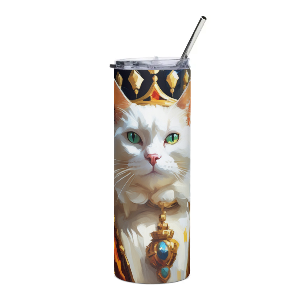 PugMug Custom White Companion Cat Stainless Steel Tumbler