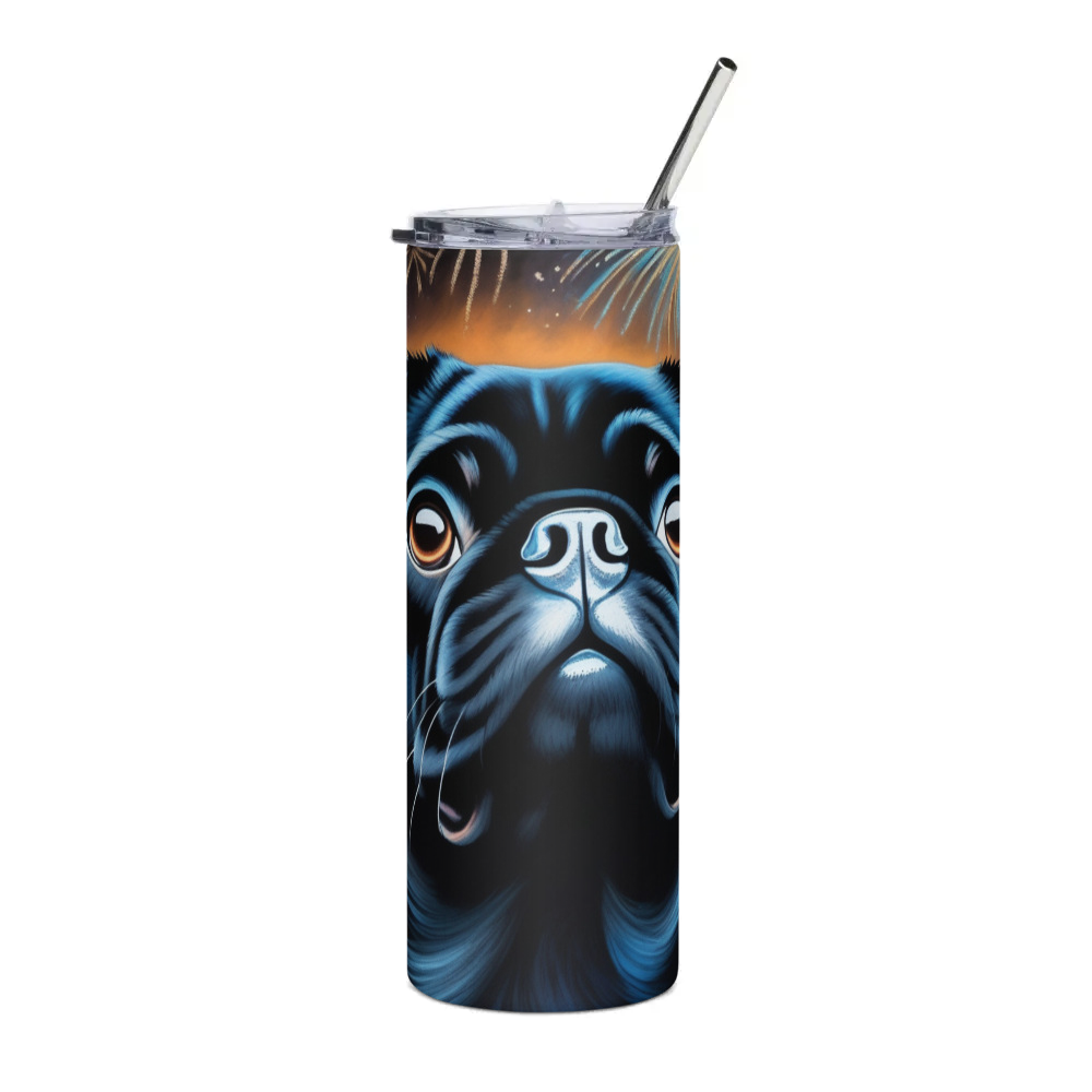 PugMug Custom Black Pug Stainless Steel Tumbler