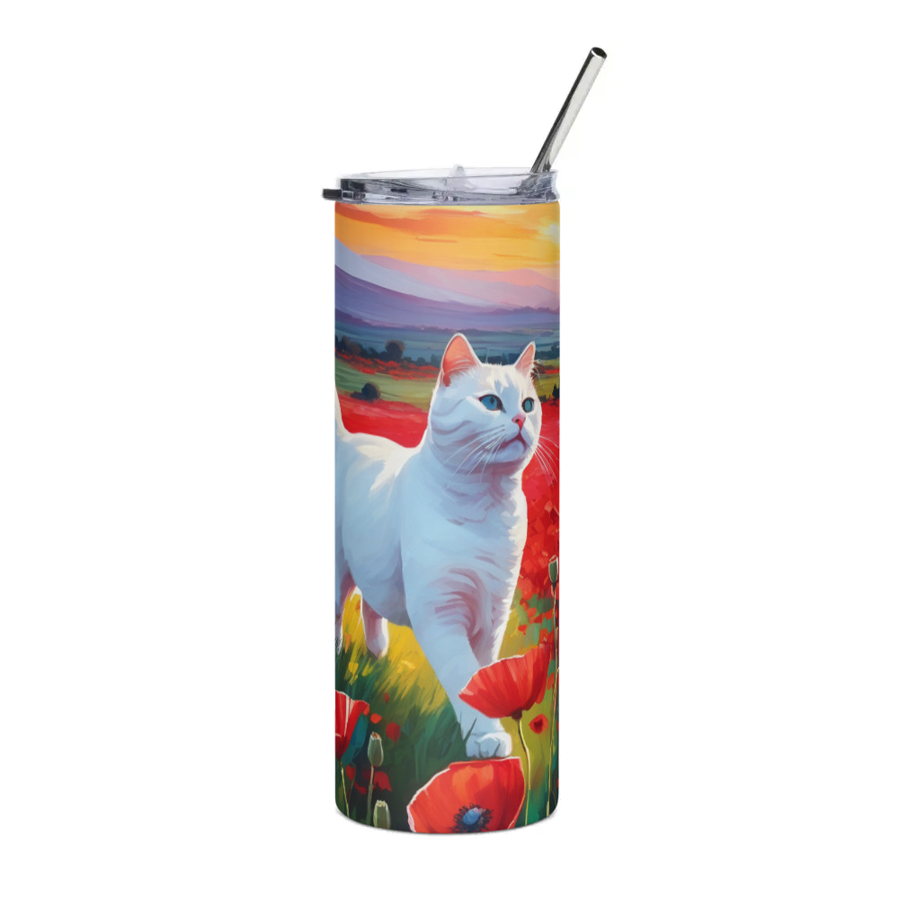 PugMug Custom White Companion Cat Stainless Steel Tumbler