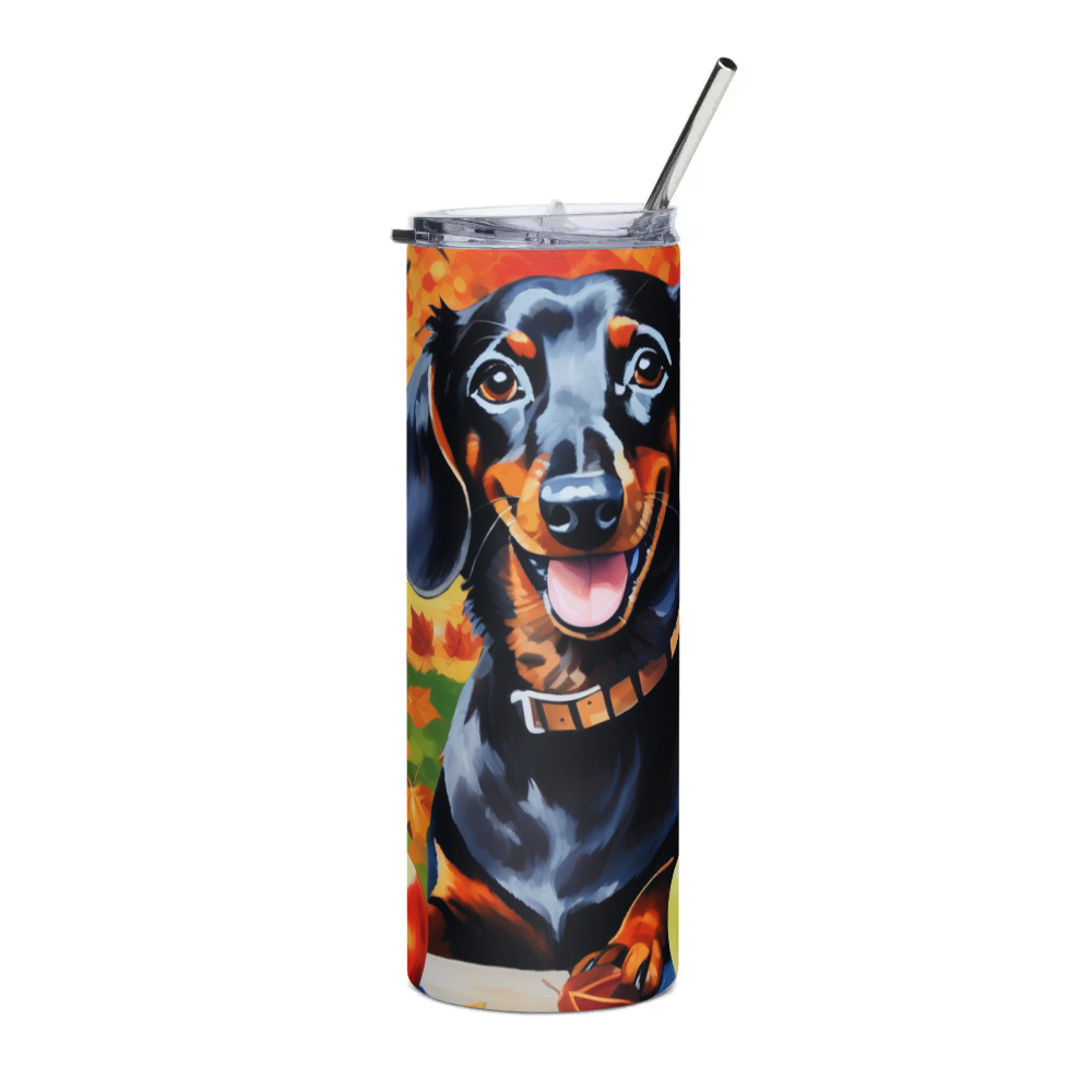PugMug Custom Black Dachshund Stainless Steel Tumbler