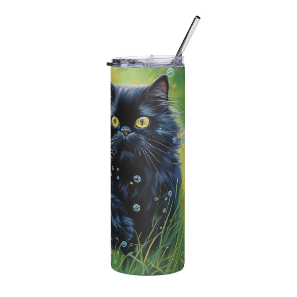 PugMug Custom Black Persian Cat Stainless Steel Tumbler