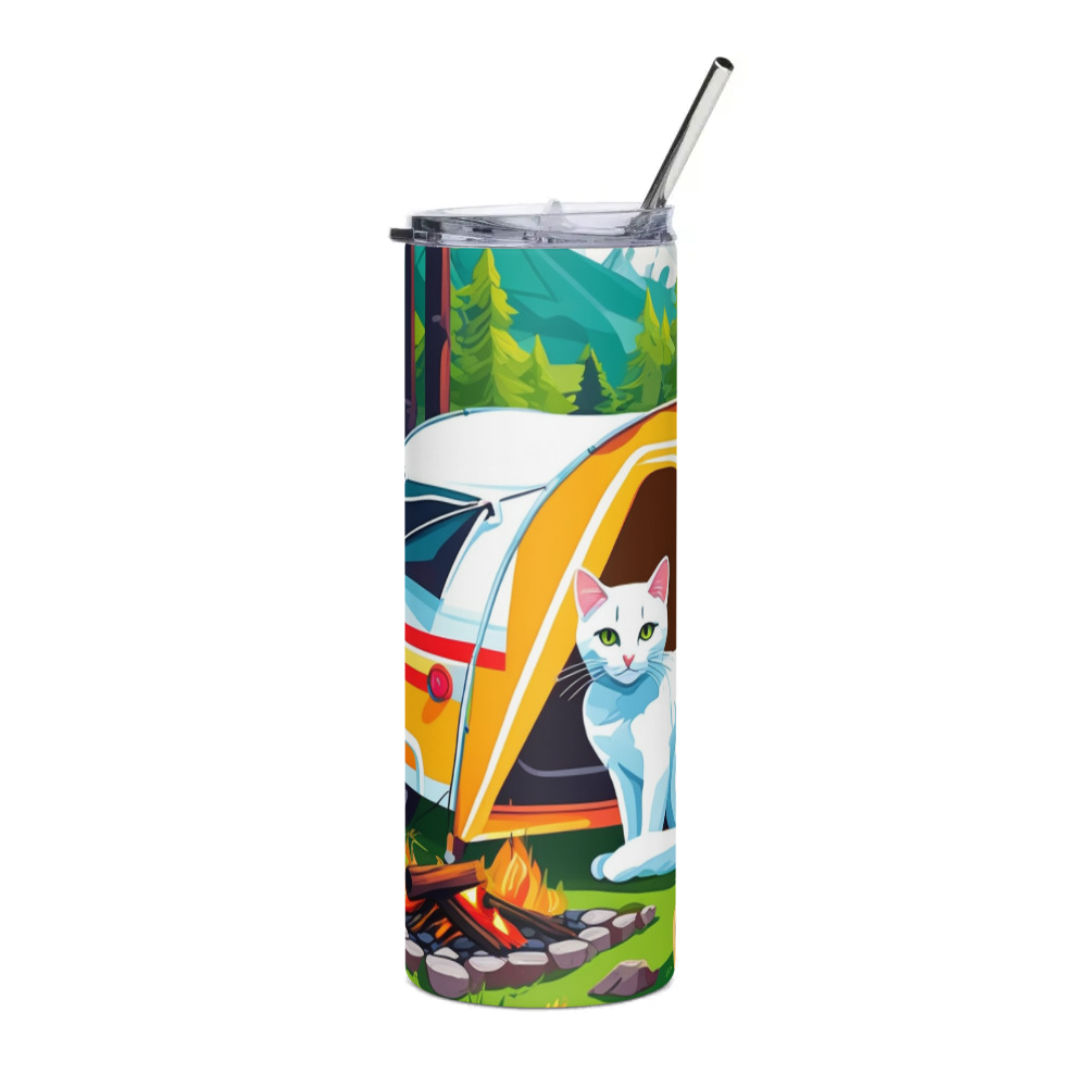 PugMug Custom White Companion Cat Stainless Steel Tumbler