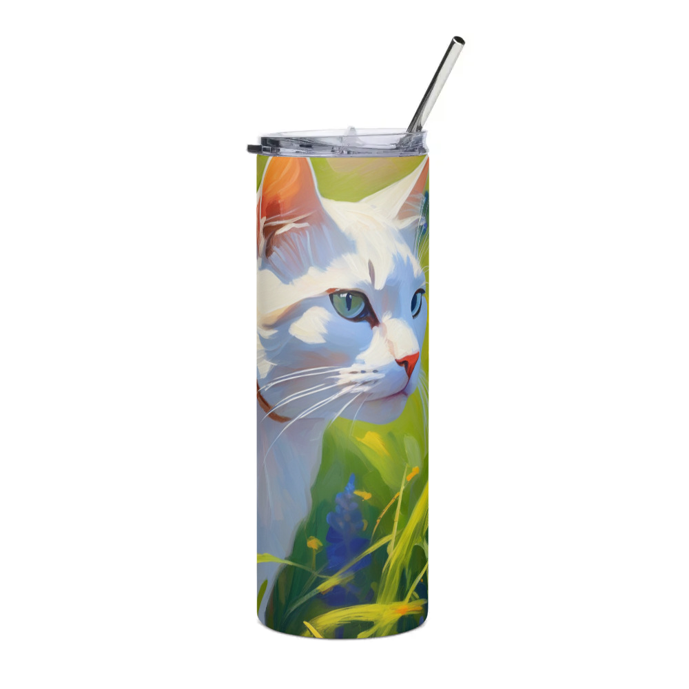PugMug Custom White Companion Cat Stainless Steel Tumbler