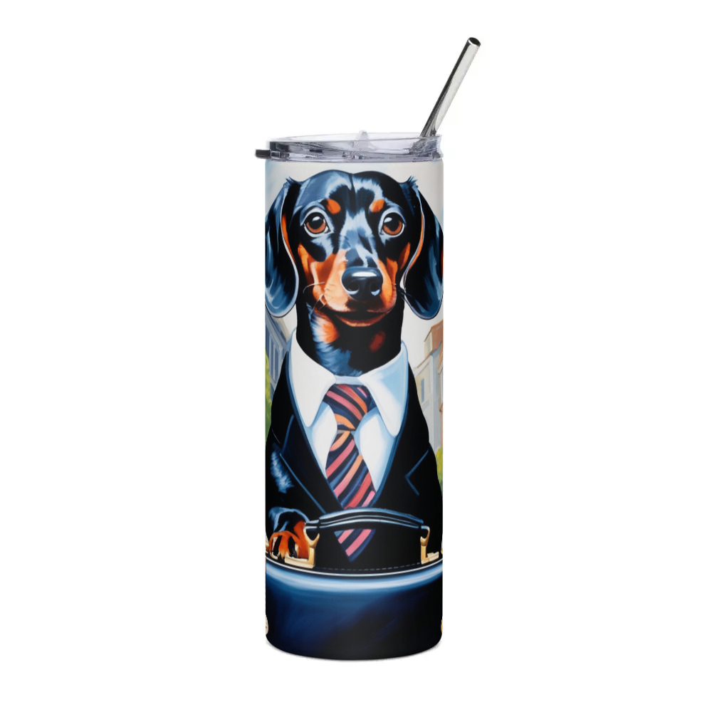 PugMug Custom Black Dachshund Stainless Steel Tumbler