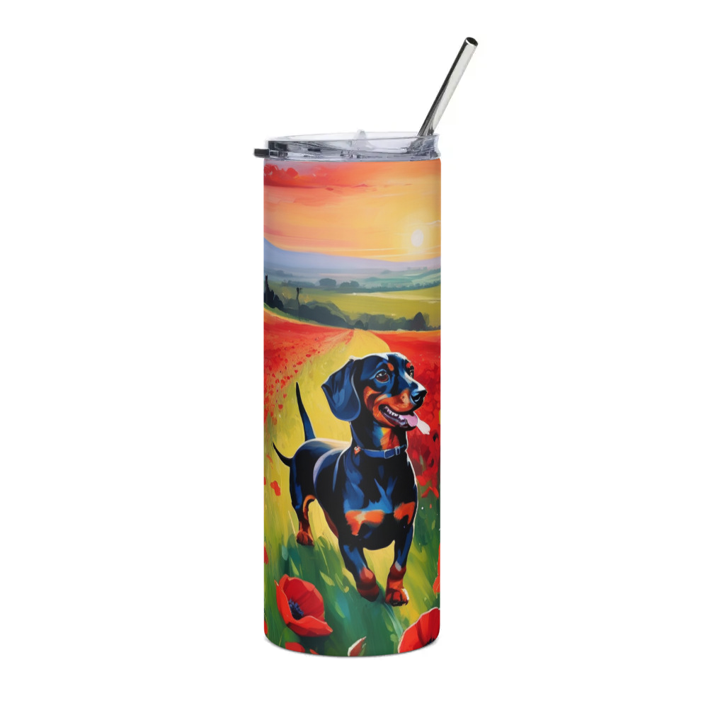 PugMug Custom Black Dachshund Stainless Steel Tumbler