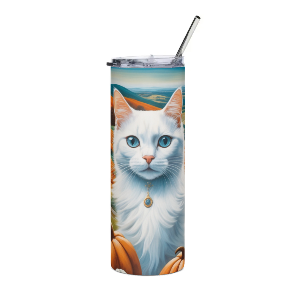 PugMug Custom White Companion Cat Stainless Steel Tumbler