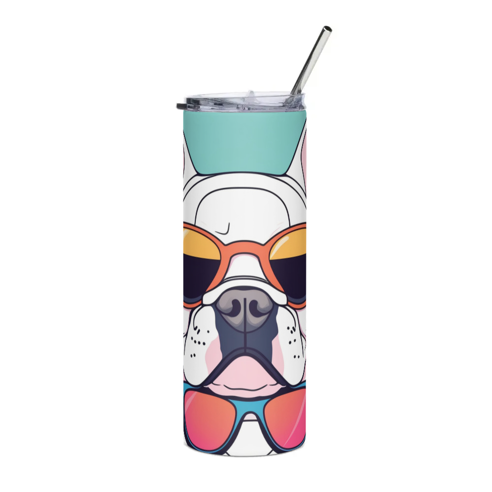 PugMug Custom White French Bulldog Stainless Steel Tumbler