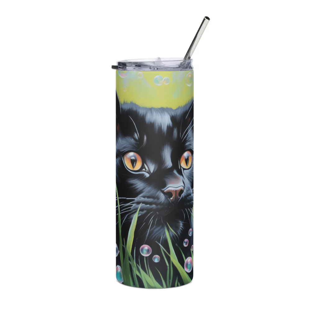 PugMug Custom Black Exotic Cat Stainless Steel Tumbler
