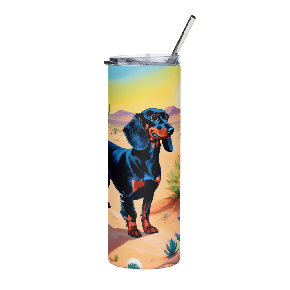 PugMug Custom Black Dachshund Stainless Steel Tumbler