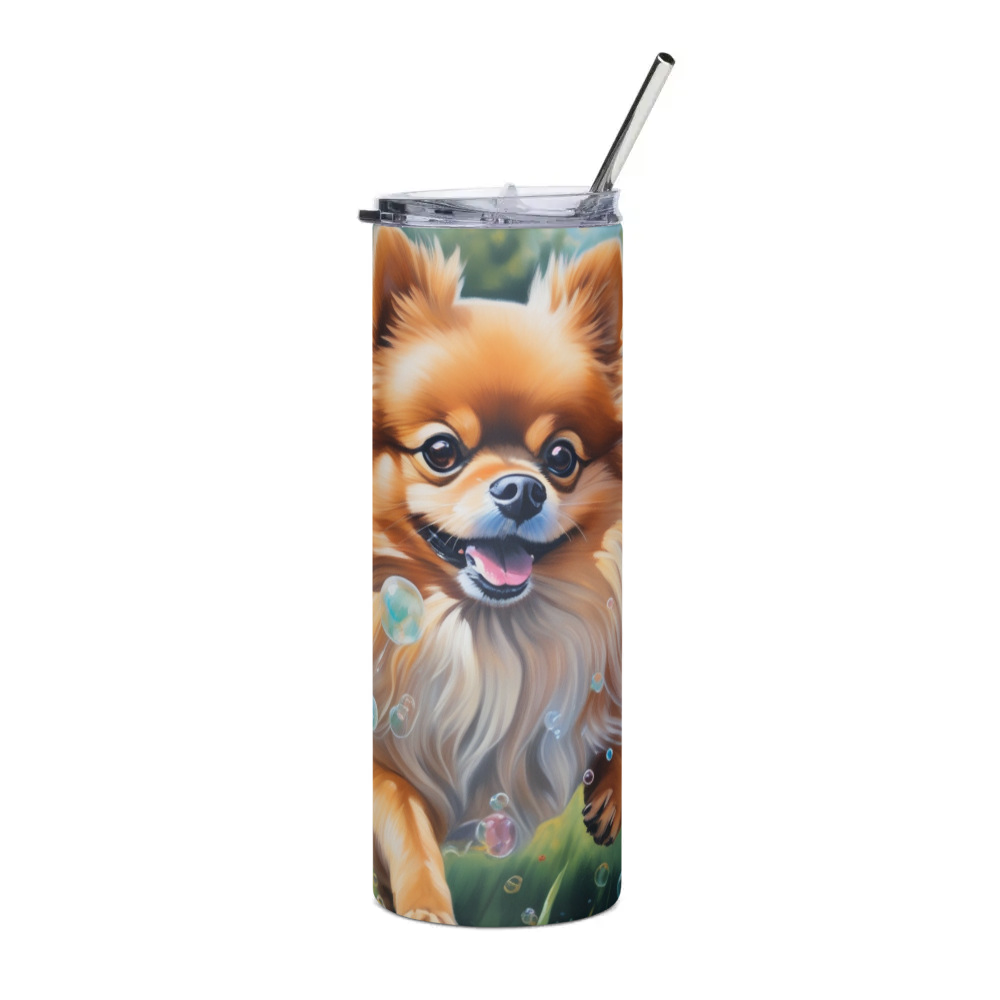PugMug Custom Tan Pomeranian Stainless Steel Tumbler